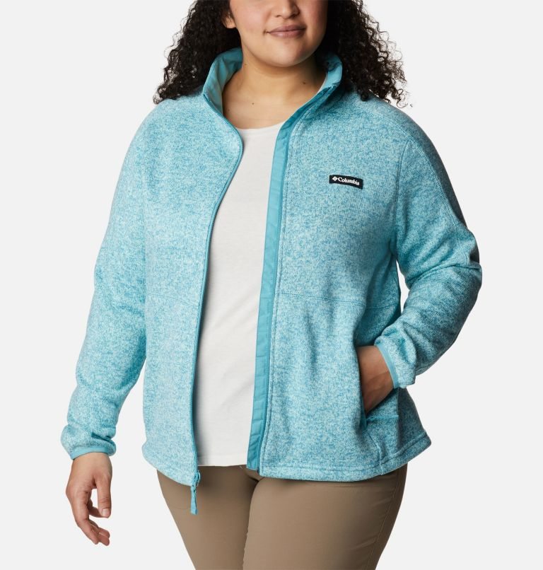Women's Columbia Sweater Weather Full Zip Fleece Jackets Turquoise | Plus Size CA-M0436
